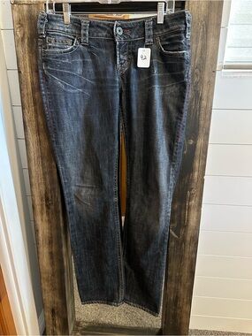 1921 Jeans Women’s 30x32 Dark Wash Straight Leg Stretch Denim Side Stitch EUC